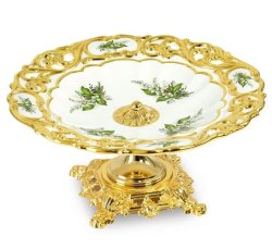 Блюдо круглое на ножке коллекция Ландыши