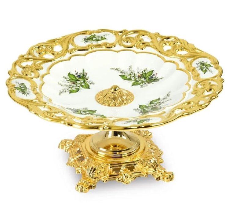 Блюдо круглое на ножке коллекция Ландыши Migliore De Luxe 26385