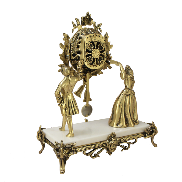 Бронзовые Каминные часы с канделябрами на мраморной подставке Bello De Bronze BP-27062-14085-D, оборотная сторона