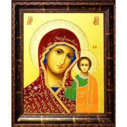 Икона с кристаллами Swarovski - Казанская Божья Матерь