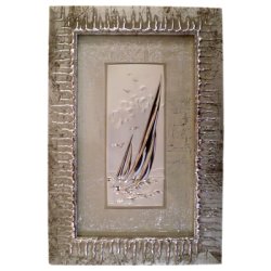 Декоративное панно Парусник с декором серебряного цвета