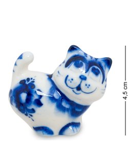 Фигурка Кот-Хвост Голубая гжель