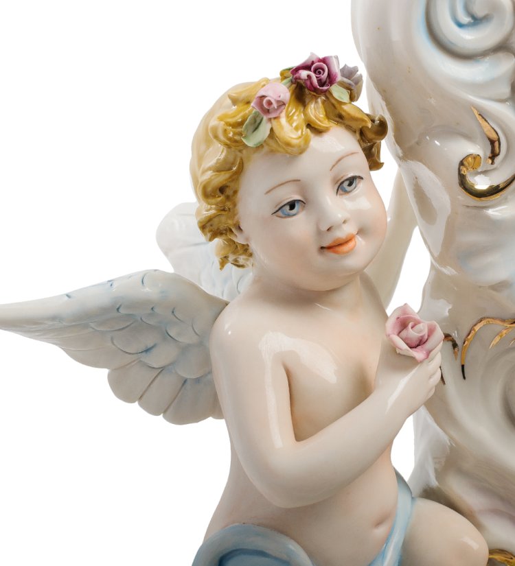 Часы настольные Два ангела с цветочками Sabadin Vittorio SV- 50, фотография левого ангела