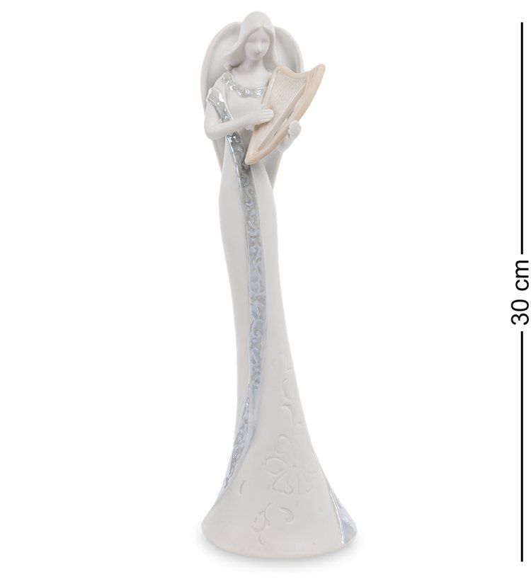Статуэтка из бисквитного фарфора Ангел-хранитель с Арфой Pavone JP-17/ 3