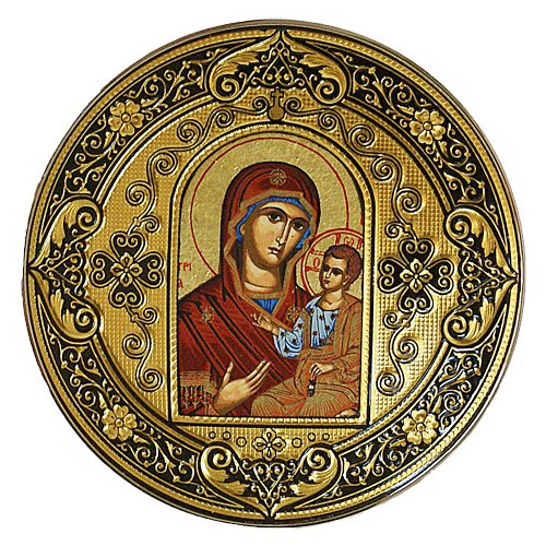 Круглая иконка с изображением богоматери