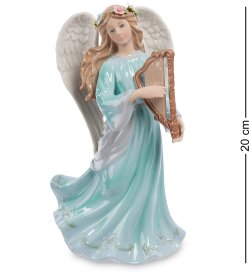 Музыкальная статуэтка из фарфора Ангел с арфой