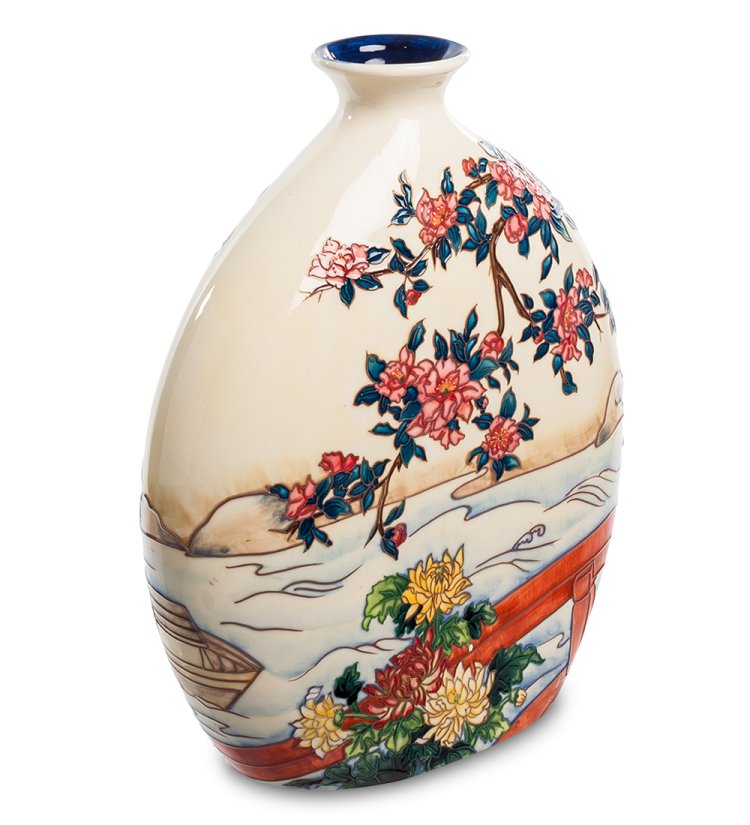 Ваза из фарфора с узким горлом Гейша Pavone JP-24/23, фотография сбоку