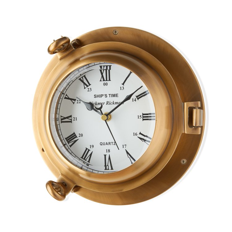 Часы иллюминатор желтые диаметр 22 см