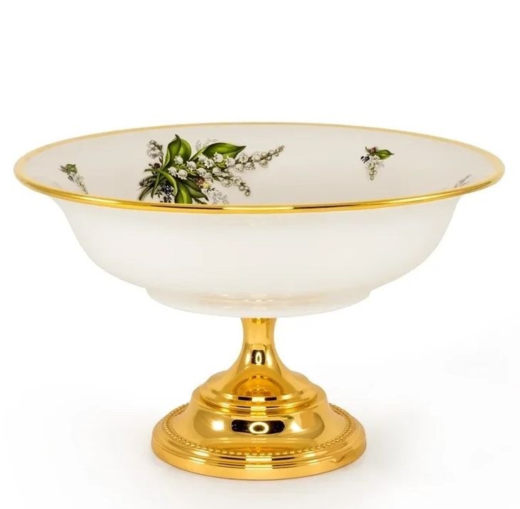 Глубокое Блюдо на ножке коллекция Ландыши Migliore De Luxe 26396