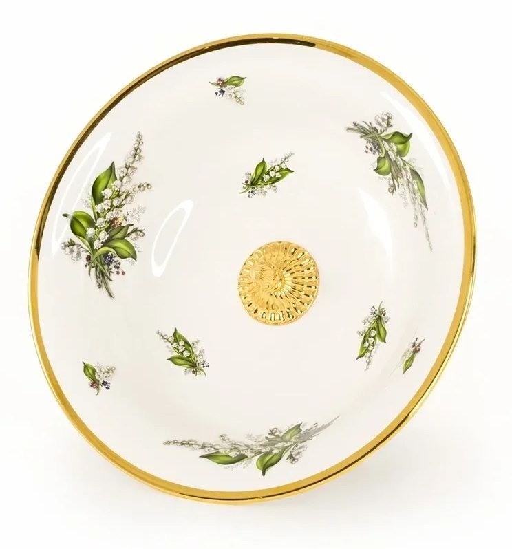 Глубокое Блюдо на ножке коллекция Ландыши Migliore De Luxe 26396, фотография сверху