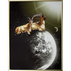 Картина Космические козы c кристаллами Swarovski