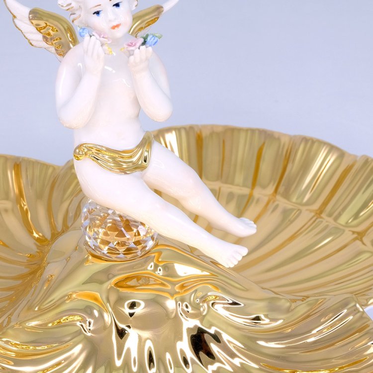 Менажница в форме 3-х раковин с Ангелом коллекция Laguna Migliore De Luxe 26444, фотография крупным планом
