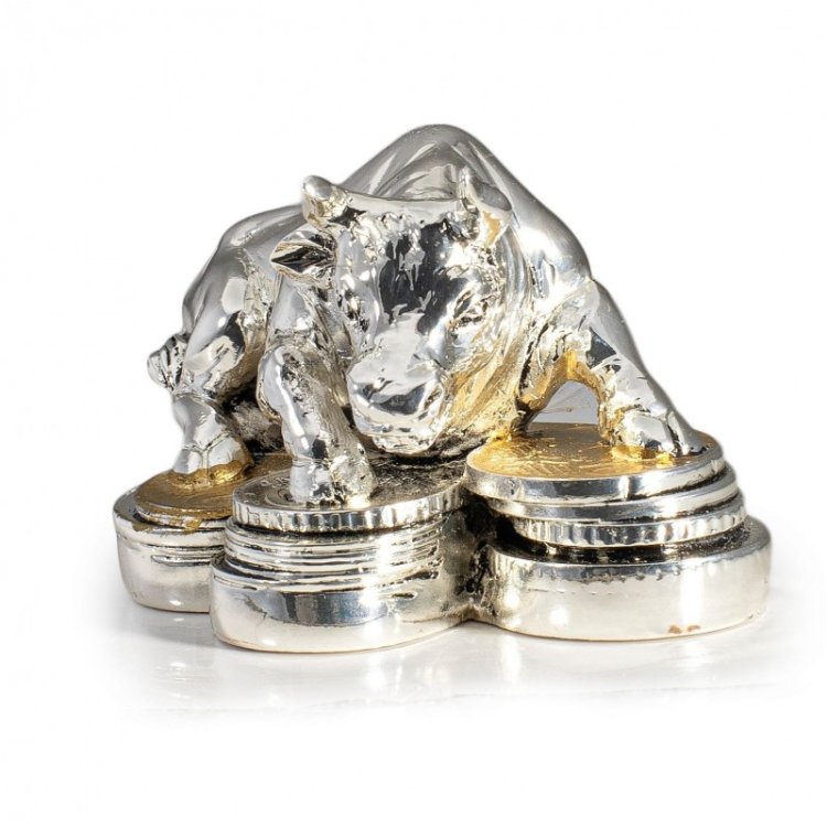 Статуэтка Бык на монетах - Символ 2021 года Valenti 17722, вид профиль