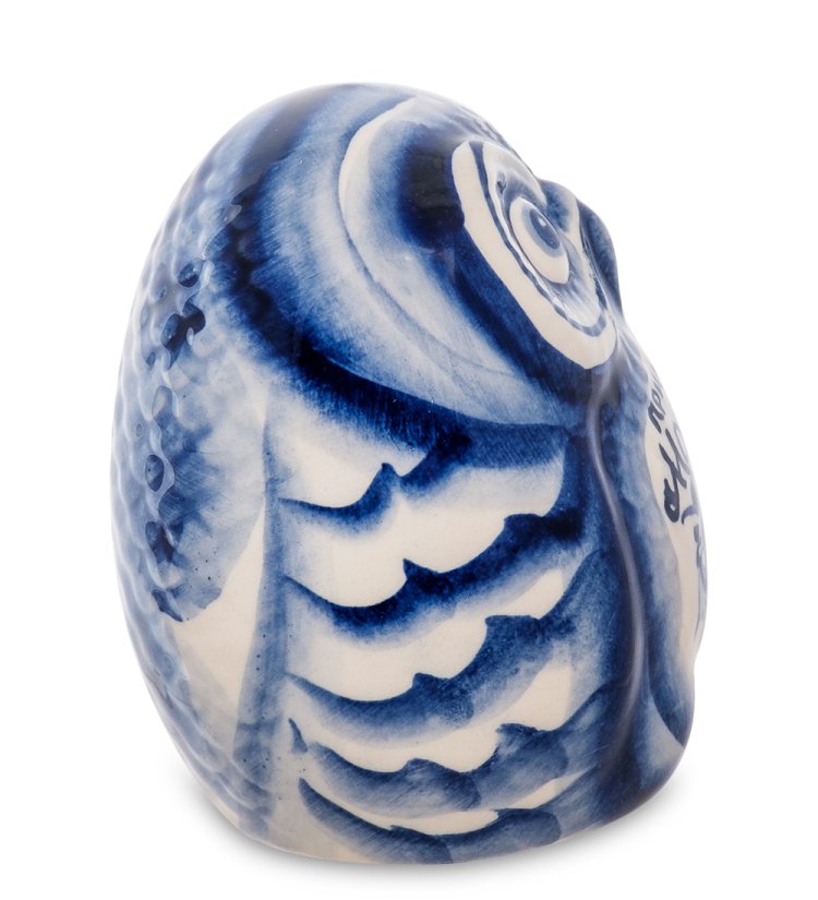 Фигурка Сова Софья Голубая гжель ГЛ-375, фотография сбоку