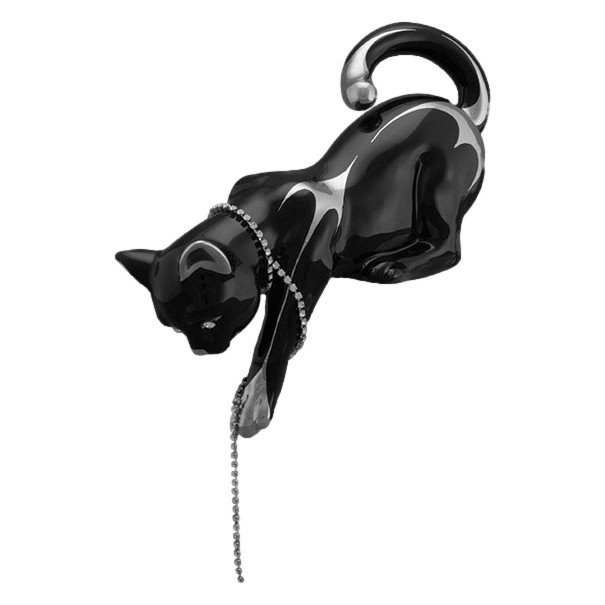 Статуэтка Кошка Черная спрыгивающая с Платиновым декором