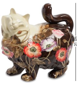 Статуэтка из фарфора Кошка с цветами