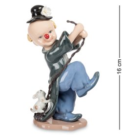 Статуэтка из фарфора Клоун с собачкой и веревкой