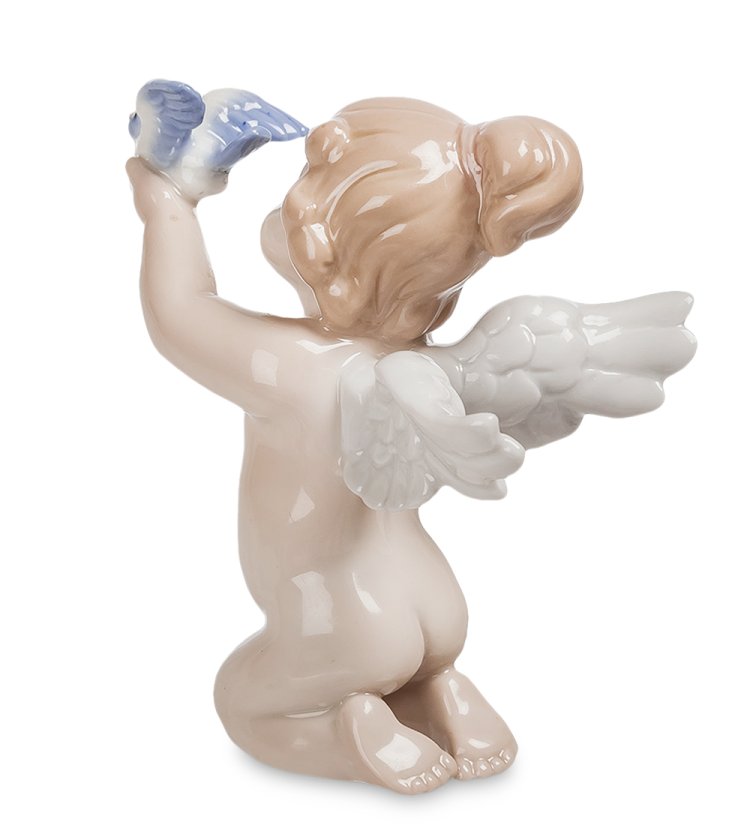 Статуэтка из фарфора Девочка Ангелок с птичкой Pavone JP-33/ 9, фотография со спины