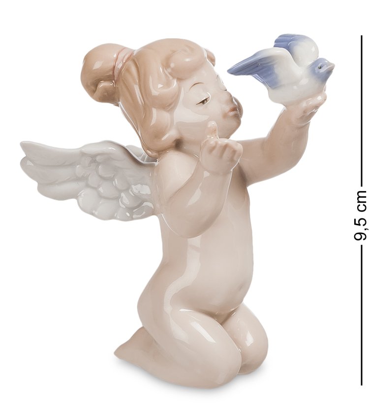 Статуэтка из фарфора Девочка Ангелок с птичкой Pavone JP-33/ 9