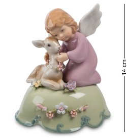 Музыкальная Статуэтка из фарфора Ангел с олененком