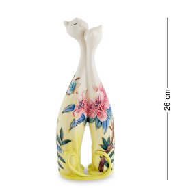 Ваза из фарфора Парочка кошек с цветами и бабочками