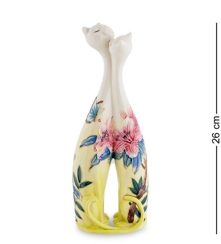 Ваза из фарфора Парочка кошек с цветами и бабочками Pavone JP-96/ 5