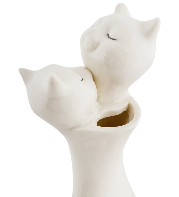 Ваза из фарфора Парочка кошек с цветами и бабочками Pavone JP-96/ 5, фотография крупным планом