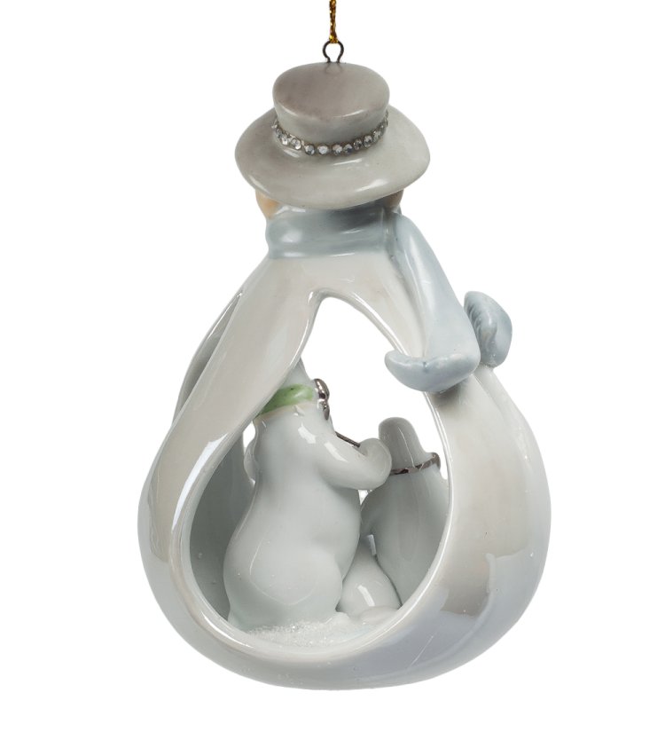 Подвесная фигурка из керамики Снеговичок Pavone CMS-39/ 7, фотография сбоку