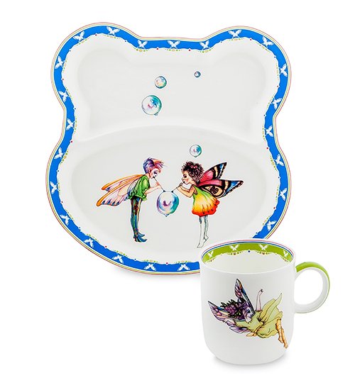 Детский набор посуды на 1 персону из фарфора Маленький Эльф Pavone JK-166