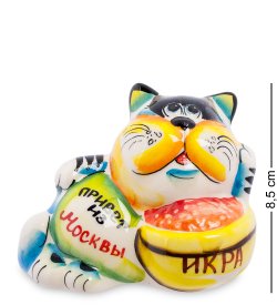 Фигурка Кот с Икрой Цветная гжель