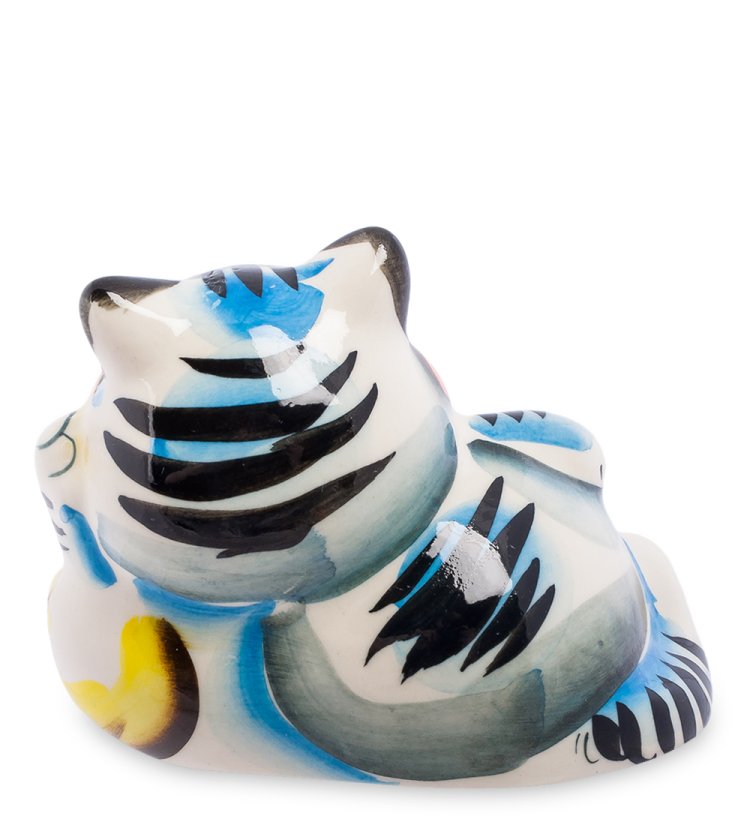 Фигурка Кот с Икрой Цветная гжель ГЛ-344, фотография со спины