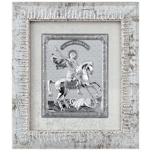 Икона Георгий Победоносец 49х55 см серебренная Linea Argenti QS203/4