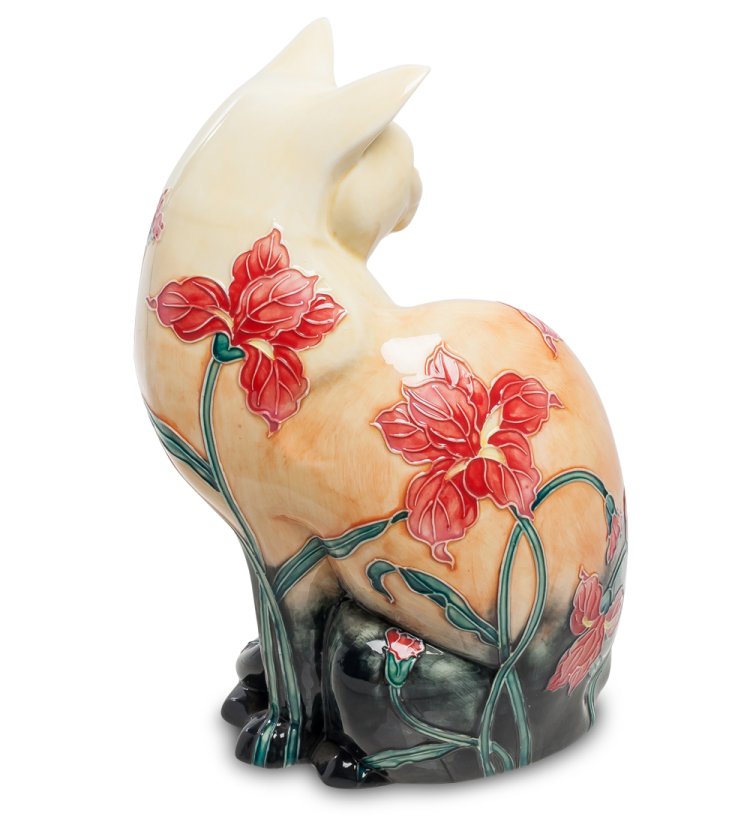 Статуэтка из фарфора Кошка с цветами, сидит Pavone JP-11/ 2, фотография со спины