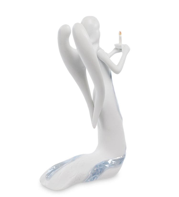 Статуэтка из бисквитного фарфора Молящийся Ангел-хранитель со свечей Pavone JP-17/ 8, фотография со спины