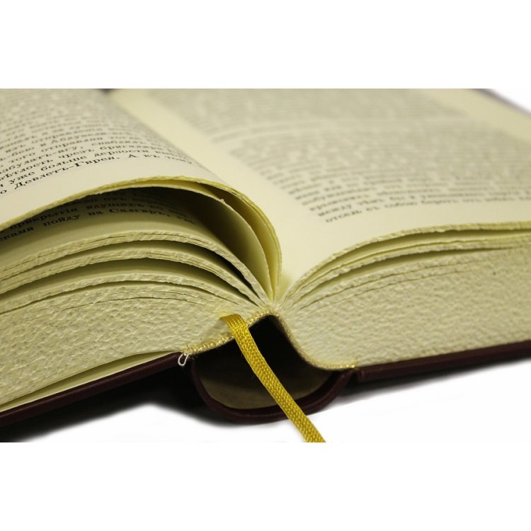 Книга Присоединение Крыма к России. Рескрипты, письма, реляции и донесения в кожаном переплете, репринтное издание. В 4-х томах.BG3233R, фотография обреза