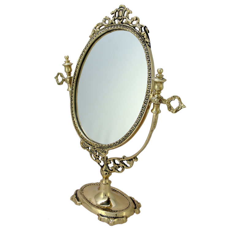 Настольное Зеркало Будуар в золотой раме из бронзы Bello De Bronze BP-21005-D, фотография сбоку