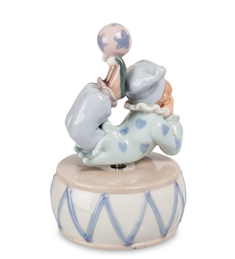 Музыкальная Статуэтка из фарфора клоун с мячиком Pavone CMS-23/ 8, фотография со спины