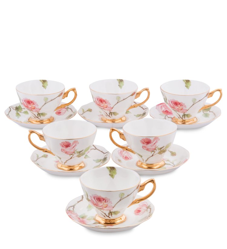 Чайный набор на 6 персон из фарфора Итальянская роза Гармония JK- 35