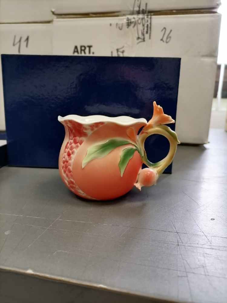 Чайная пара из фарфора с ложечкой Цветущий гранат Pavone FM-01/32, фото со склада