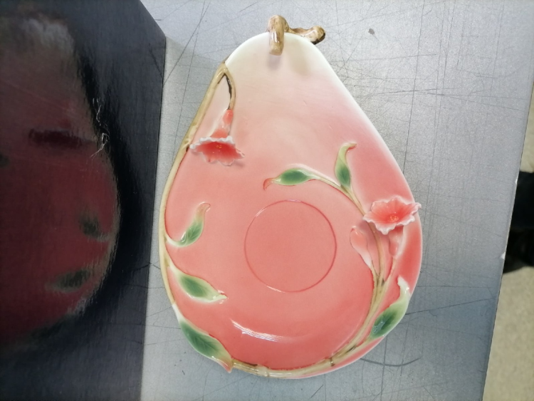 Чайная пара из фарфора с ложечкой Цветущий гранат Pavone FM-01/32, фото со склада блюдце