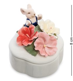 Шкатулка из керамики Мышонок с цветами