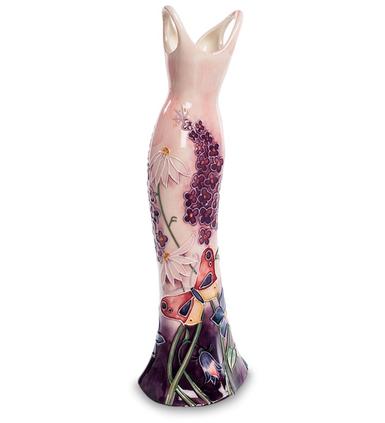 Ваза из фарфора в виде Платья с цветами и бабочками Pavone JP-115/ 5, фотография с обратной стороны