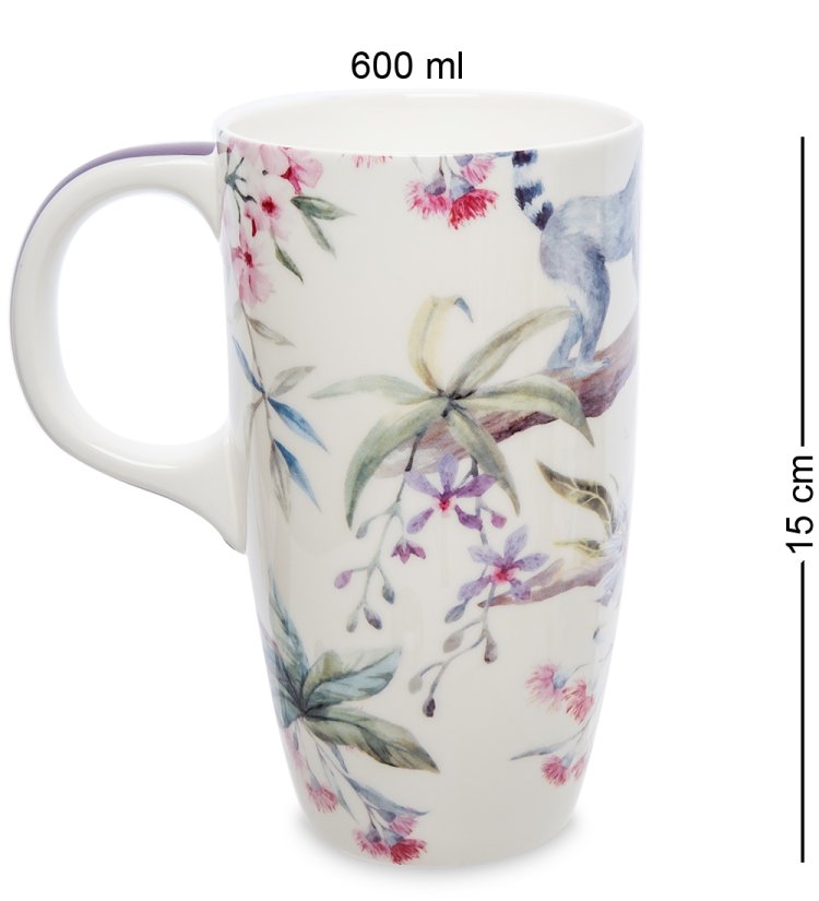 Кружка из фарфора Лемур в Тропиках Pavone JK-285, оборотная сторона