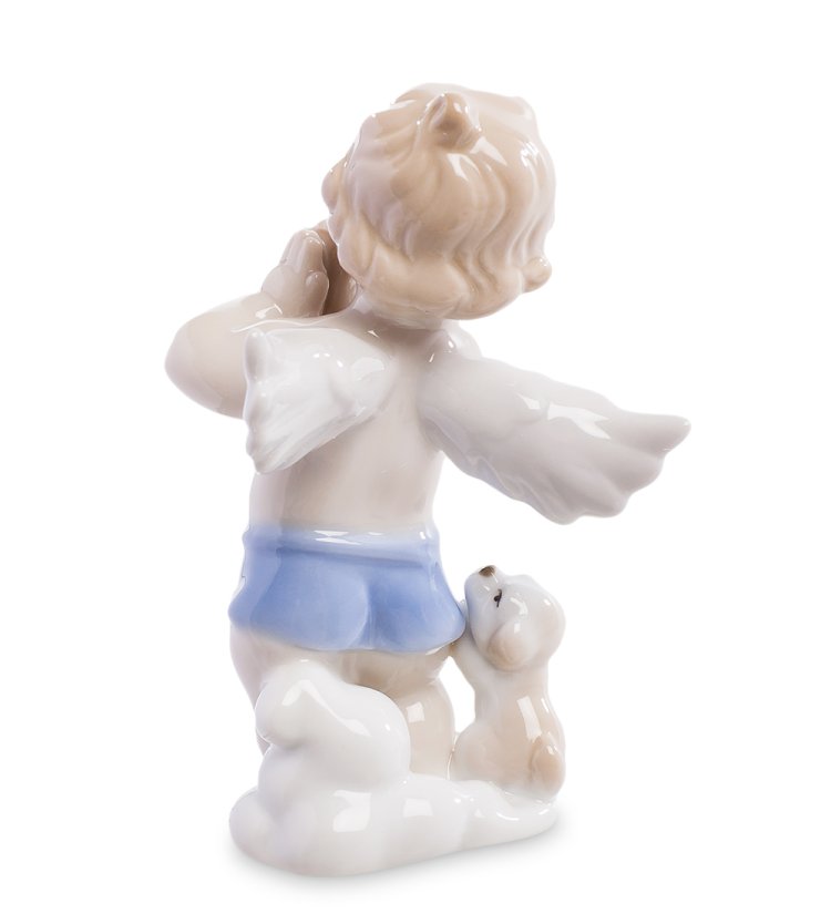 Фигурка из фарфора Мальчика Ангела Неразлучные друзья Pavone JP-35/12, фотография со спины