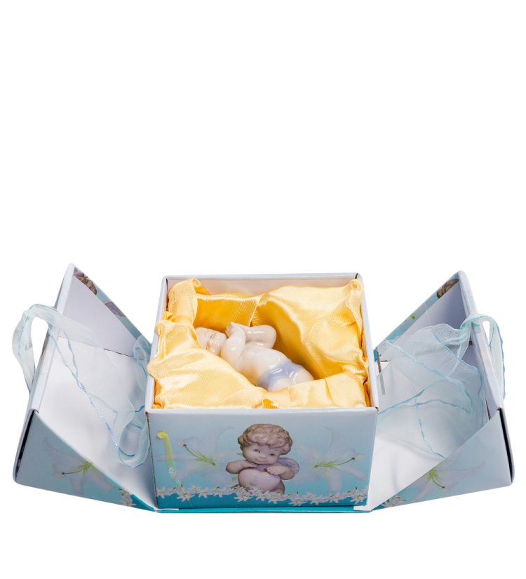 Фигурка из фарфора Мальчика Ангела Неразлучные друзья Pavone JP-35/12, фотография в упаковке