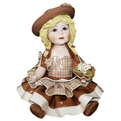 Фарфоровая статуэтка Кукла в светло коричневом платье