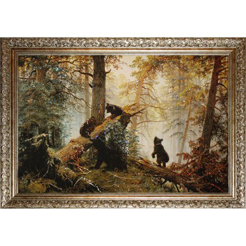 Картина Утро в Сосновом бору c кристаллами Swarovski