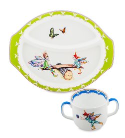 Детский набор посуды на 1 персону из фарфора Веселые Эльфы