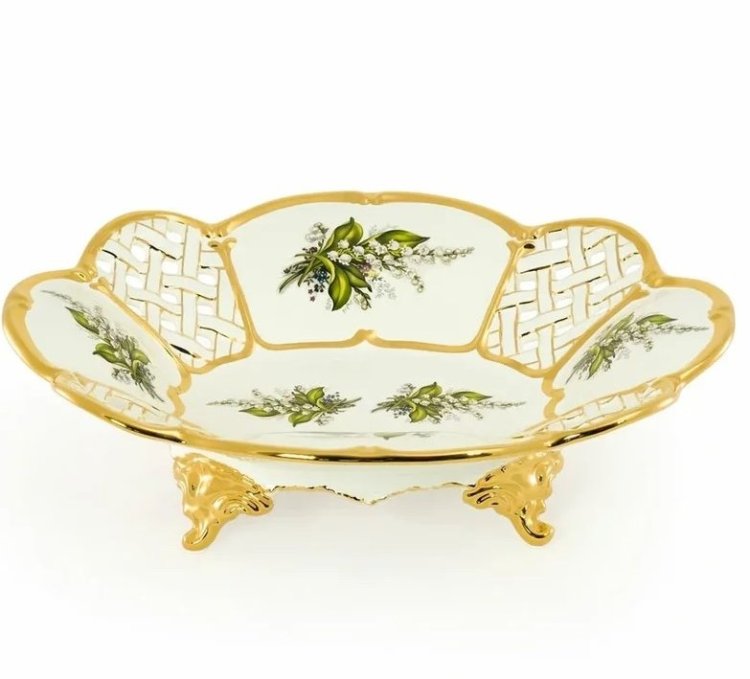 Блюдо круглое на ножках коллекция Ландыши Migliore De Luxe 27480 