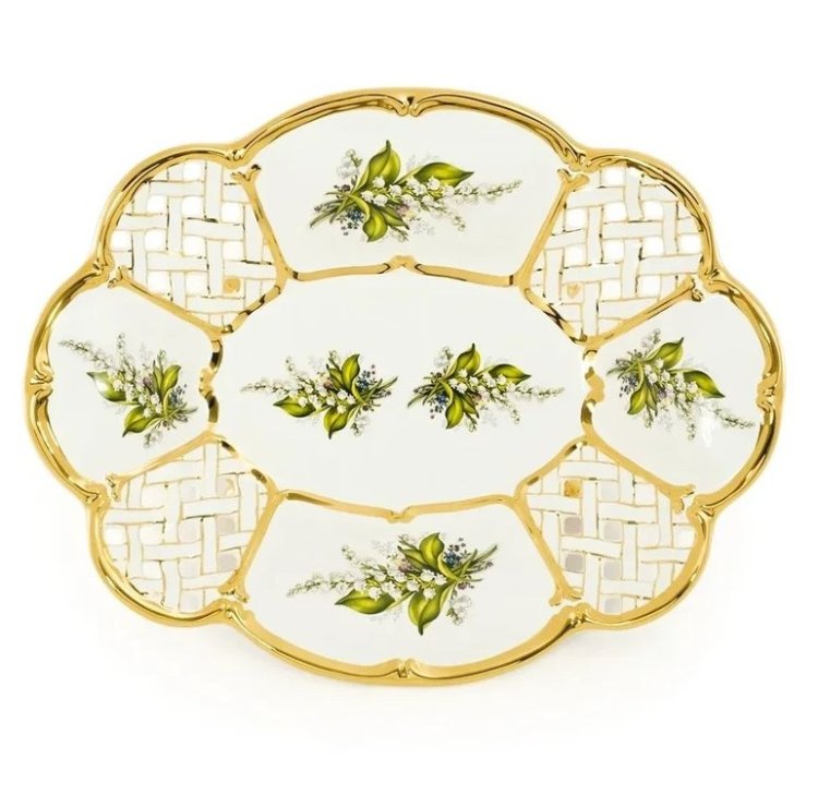 Блюдо круглое на ножках коллекция Ландыши Migliore De Luxe 27480, фотография сверху